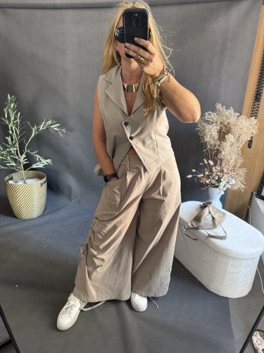 Nohavice so šnúrkou Sun béžové