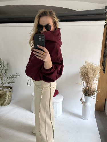 Bunda Collar s kapucí bordeaux- predobjednavka