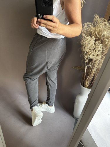 Tepláky nasrávací Velvet-šedé