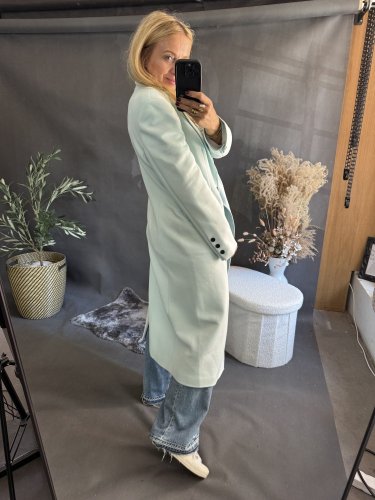 Kabát Jarní ve stylu dlouhého saka-mint-