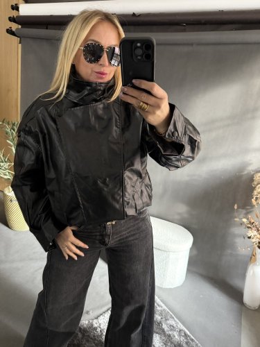 Koženková bunda límec