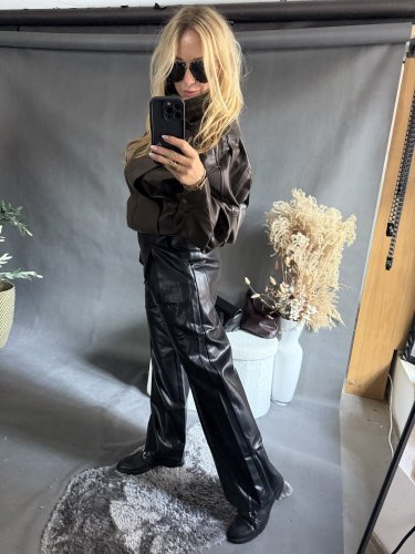 Kalhoty koženka Soka-černé