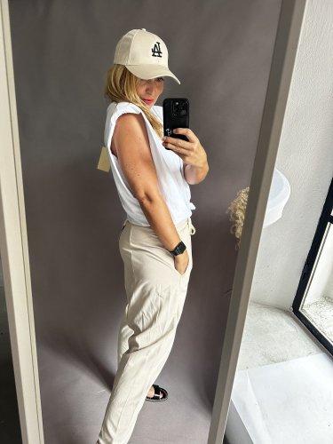 Tepláky nasrávací Velvet-béžové