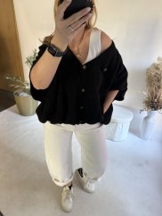 Vesta oversize vlnená-čierná
