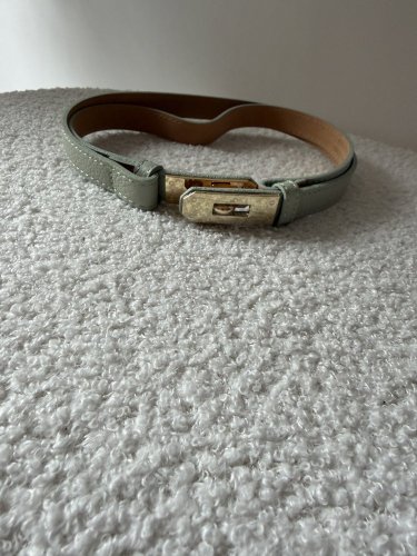 Pásek kožený posuvný se zlatou sponou-mint