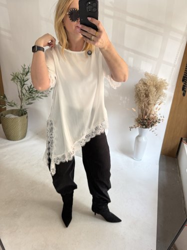 Tričko s krajkou-bílá