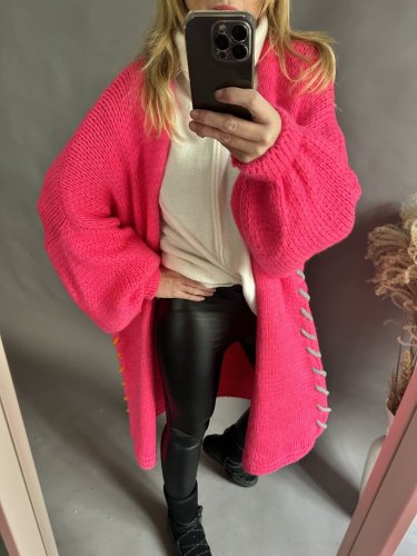 Oversize Cardigan Colours-růžový