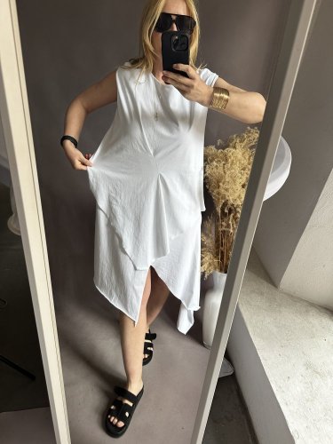 Asymetrické šaty Anita-bílé