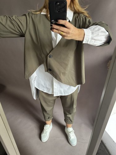 Kabátik ľahký asymetrický SUN-khaki