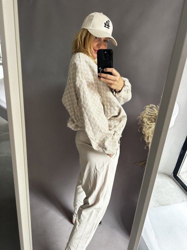 Tepláky nasrávací Velvet-béžové