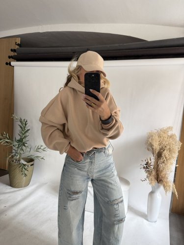 Mikina na sťahovanie Life-beige