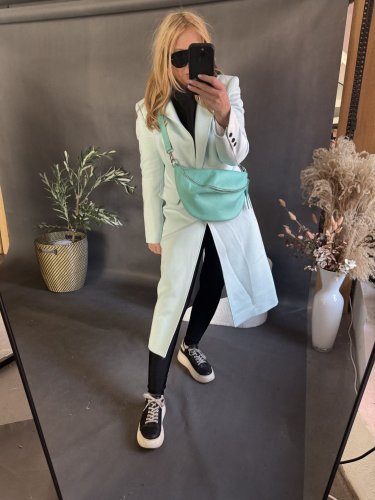 Kabát Jarní ve stylu dlouhého saka-mint-