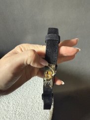 Opasok kožený posuvný so zlatou sponou-broušený čierný