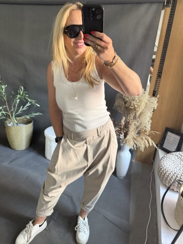 Nohavice SUN bez gombíka do 3XL-béžová