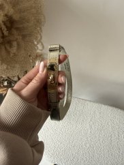 Pásek kožený posuvný se zlatou sponou-zlatý