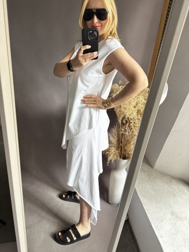 Asymetrické šaty Anita-bílé