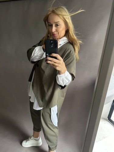 Kabátik ľahký asymetrický SUN-khaki