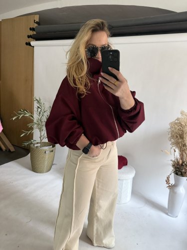 Bunda Collar s kapucí bordeaux- predobjednavka