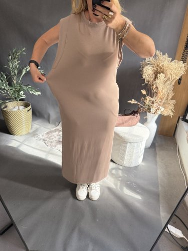 Šaty Basic dlouhé-mocca