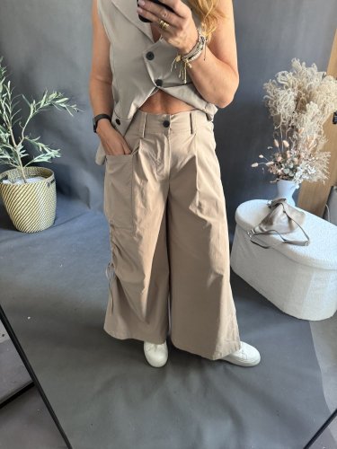 Nohavice so šnúrkou Sun béžové