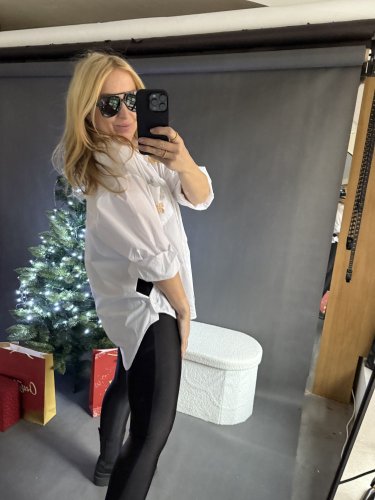 Košeľa Brošňa Oversize bavlna-bielá