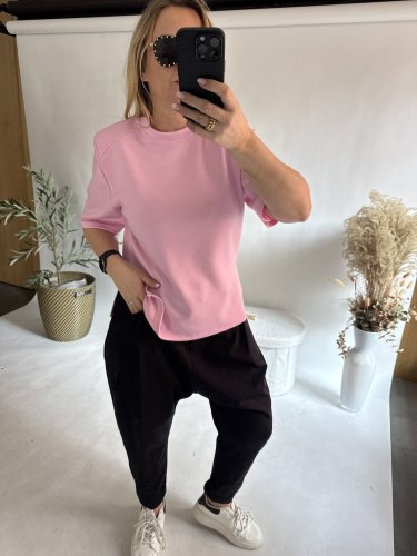 Tričko s vypchávkami Star -neoprén nekrčivý-pink