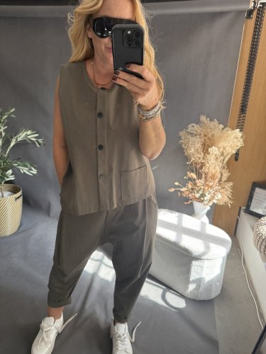 Vesta Oboustranná na zip/knoflíky SUN-khaki