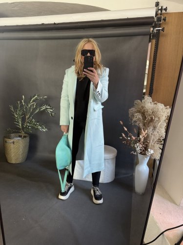 Kabát Jarní ve stylu dlouhého saka-mint-