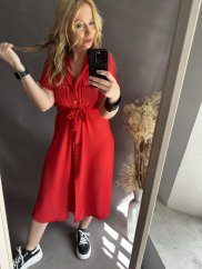 Šaty v štýle košele Newlife-červené