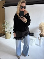 Mikina s krajkou-černá