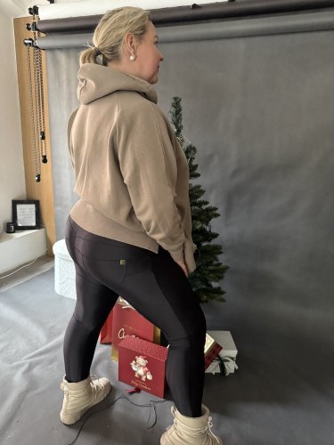 BODYSLIM LEGÍNY S PROŠITÍM - ČERNÁ - Velikost: XL
