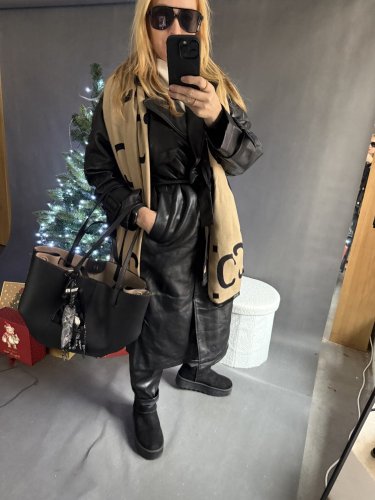 Koženkový Trenchcoat  Rosso-černý