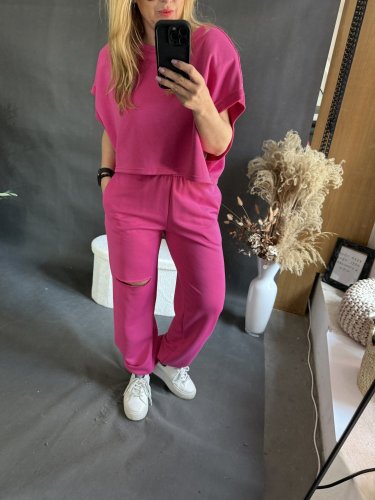 Tepláková súprava Crop-fuchsie