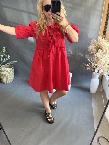 Šaty Dieci se šněrováním na prsou-červené