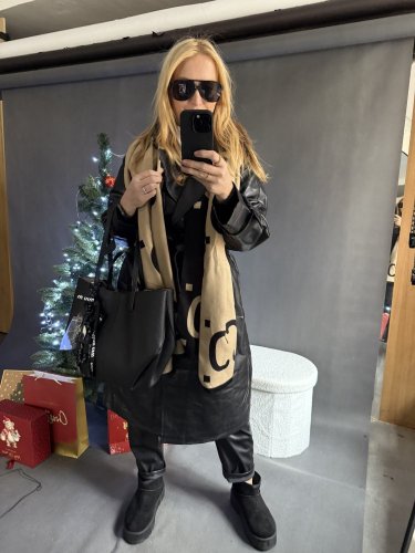 Koženkový Trenchcoat  Rosso-černý