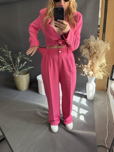 Kostýmek Style zlaté knoflíky-růžový