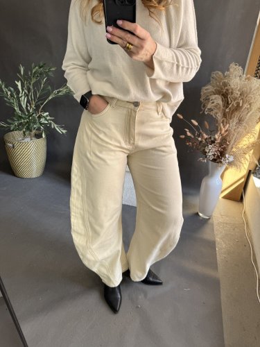 Džínsy Barrel USA- krémové