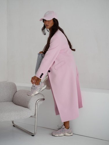Kabát Jarní ve stylu dlouhého saka-světle růžový