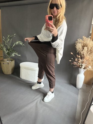 Teplákové nohavice nasrávacie fattale-hnedé