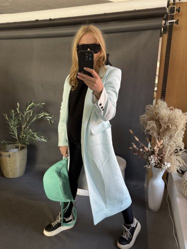 Kabát Jarní ve stylu dlouhého saka-mint-
