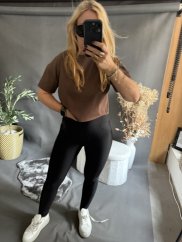 Tričko CROP viskoza-hnedé