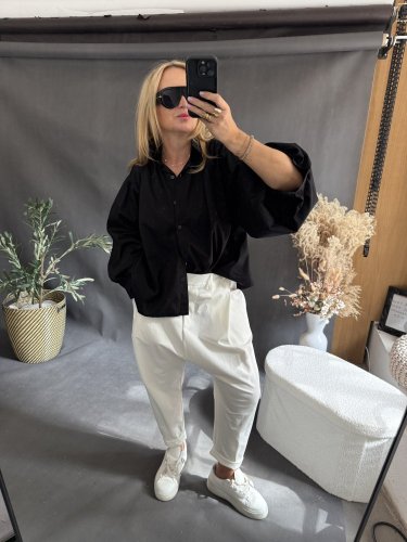 Košeľa oversize rukáv-čierna
