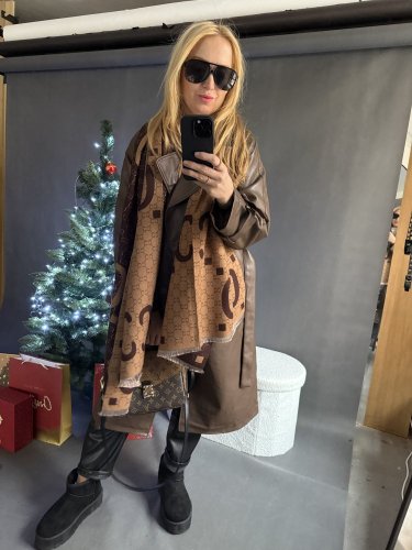 Koženkový Trenchcoat  Rosso-hnědý