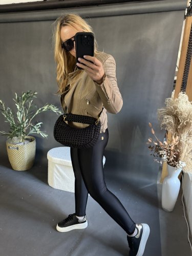 BODYSLIM LEGÍNY S PREŠITÍM - ČIERNá-nvý strih bez vreciek - Velikost: S