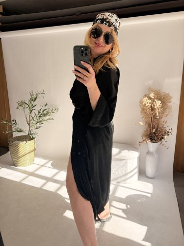 Košeľové šaty viskoza-čierné