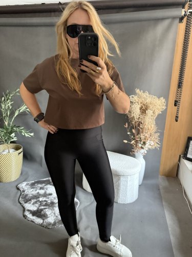 Tričko CROP viskoza-hnědé