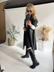 Koženkový Trenchcoat  Rosso-černý