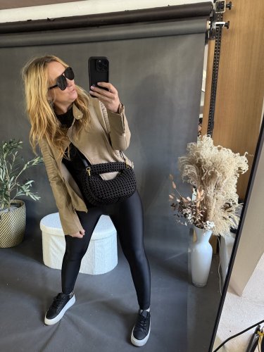 BODYSLIM LEGÍNY S PREŠITÍM - ČIERNá-nvý strih bez vreciek - Velikost: S