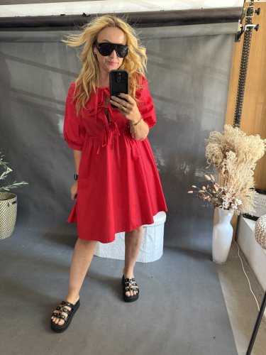 Šaty Dieci se šněrováním na prsou-červené