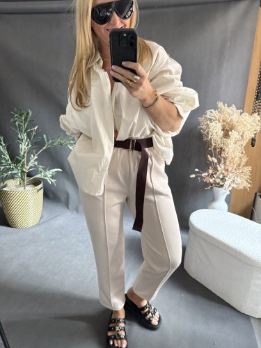 Košile oversize rukáv-béžová